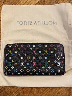 Louis Vuitton Black Multicolor Monogram Zip Wallet